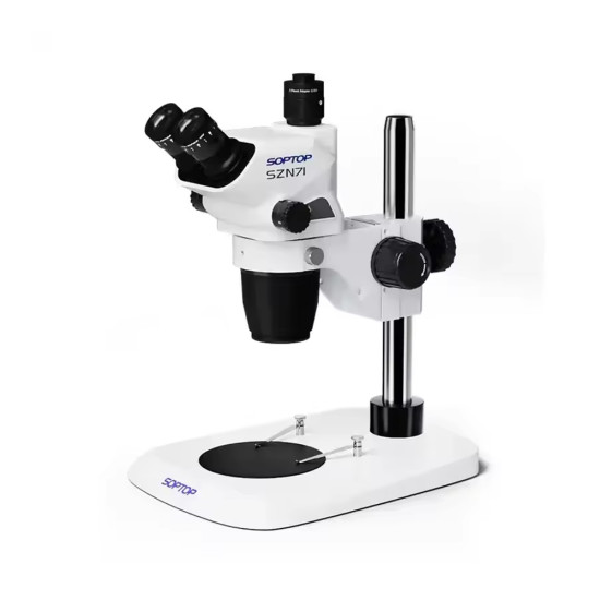 Soptop SZN71 (6.7-45X) Trinocular Full HD Stereo Microscope With Zooming 0.5X CTV Camera Lens & LED Adjustable Light