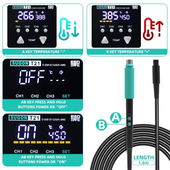 Sugon T21 Soldering Iron Station 2S Rapid Heating With 3 Bits (120W) Sugon T21 Soldering Iron Station 2S Rapid Heating With 3 Bits (120W)