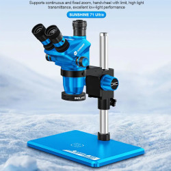 Sunshine 71 Ultra B11 (6.5X-55X) Trinocular Stereo Microscope With Zooming 0.5X CTV Camera Lens & LED Adjustable Light