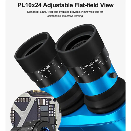 Sunshine 71 Ultra B11 (6.5X-55X) Trinocular Stereo Microscope With Zooming 0.5X CTV Camera Lens & LED Adjustable Light