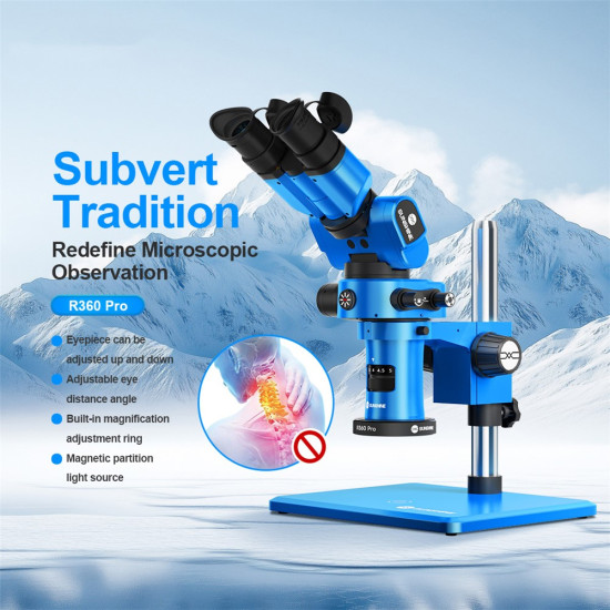 Sunshine R360 Pro (7X-58X) Foldable / Rotatable Eye Distance Adjustment Integrated Microscope With CTV And Light Set