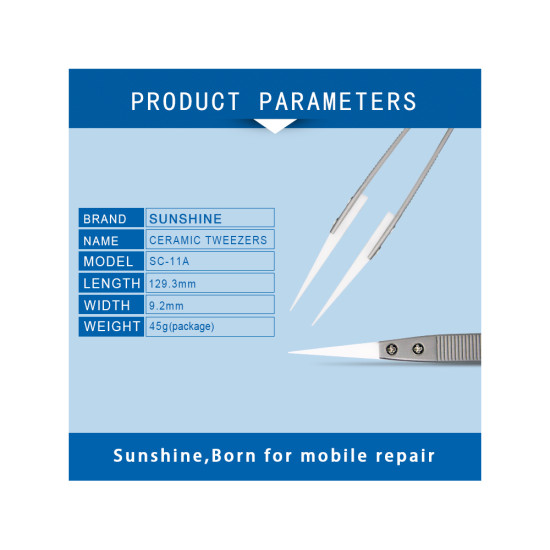 Sunshine SC-11A Non-Slip Anti-Static Ceramic Tweezer Sunshine SC-11A Non-Slip Anti-Static Ceramic Tweezer