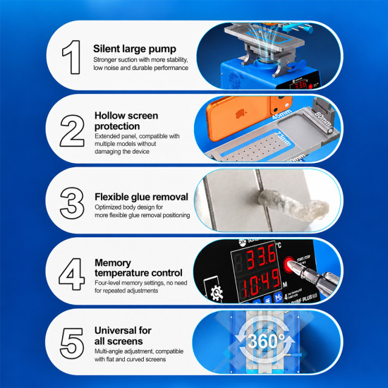 Sunshine S-918F Plus V2.0 Curved / Edge Screen Separator Machine ( Left/Right Tilt 45° & Rotation 360° )