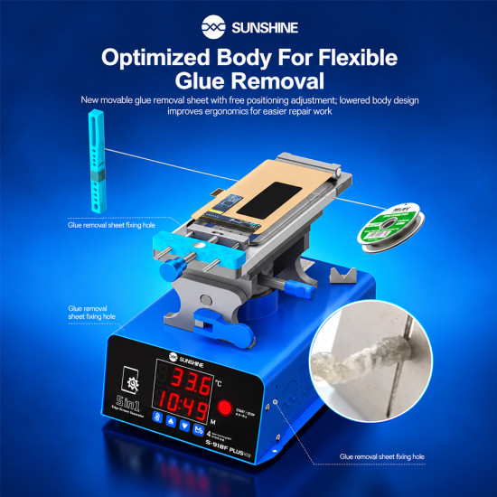 Sunshine S-918F Plus V2.0 Curved / Edge Screen Separator Machine ( Left/Right Tilt 45° & Rotation 360° )