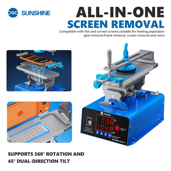 Sunshine S-918F Plus V2.0 Curved / Edge Screen Separator Machine ( Left/Right Tilt 45° & Rotation 360° )