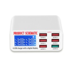 TE-896 6 Port USB Smart Lightning Charger With QC 3.0 Port