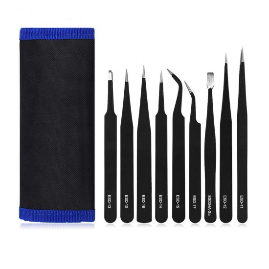Tweezer TE-A043 Anti-Static ESD Set ( 9Pcs )