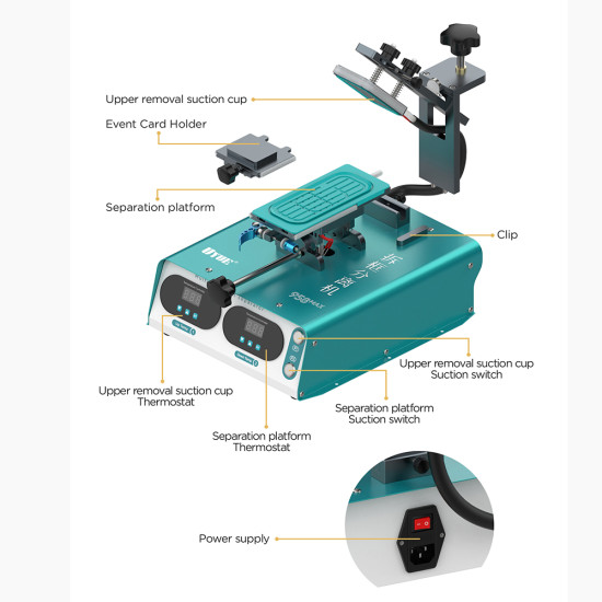 UYUE 958 Max Edge Screen With Frame Separator Machine (7-in-1) Double Vacuum Suction (Left/Right Tilt 45° & Rotation 360°)