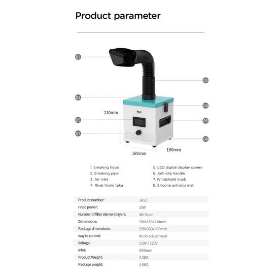 UYUE JH50 Smoke Absorber Machine With 3 Layer Carbon Filter UYUE JH50 Smoke Absorber Machine With 3 Layer Carbon Filter