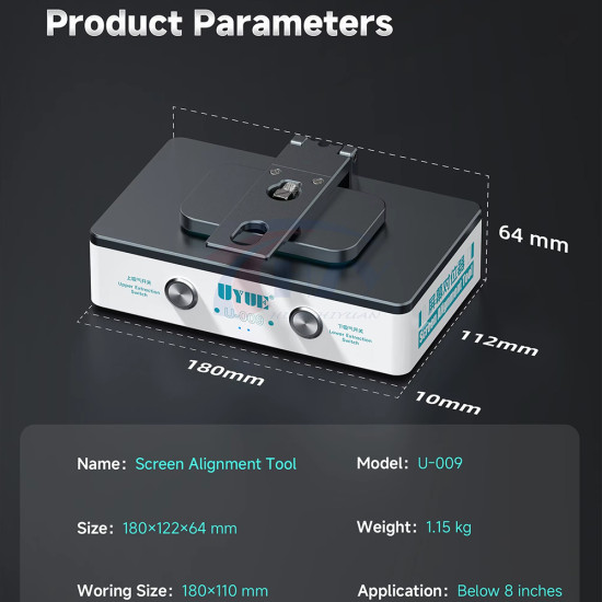 Uyue U-009 Ultra 8-inch Dual Independent Vacuum System LCD Screen Alignment Tool Built-in Alignment Lighting