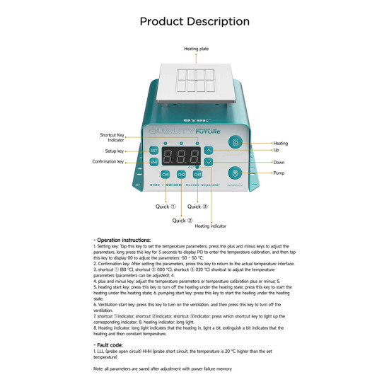 UYUE 948C 7-Inch Constant Temperature Heating Touch Separator Machine
