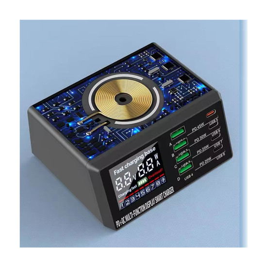 WLX-X9M 8 Port USB Smart Lightning Wireless Charger With QC 3.0 & PD Port (110W Max Output)