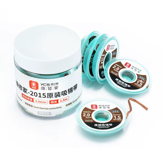 YCS Desolder Wick 2015 ( Width 2.0MM / Length 1.5M ) YCS Desolder Wick 2015 ( Width 2.0MM / Length 1.5M )