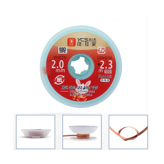 YCS Desolder Wick 2023 ( Width 2.0MM / Length 2.3M ) YCS Desolder Wick 2023 ( Width 2.0MM / Length 2.3M )