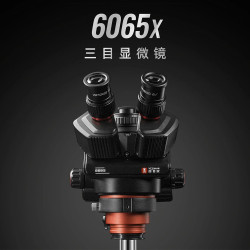 YCS 6065X (3D Continuous Zoom) 6X~65X Trinocular Stereo Microscope With 0.5X CTV Camera Zoom Lens & LED Adjustable Light