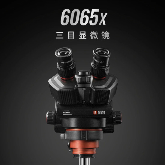 YCS 6065X (3D Continuous Zoom) 6X~65X Trinocular Stereo Microscope With 0.5X CTV Camera Zoom Lens & LED Adjustable Light