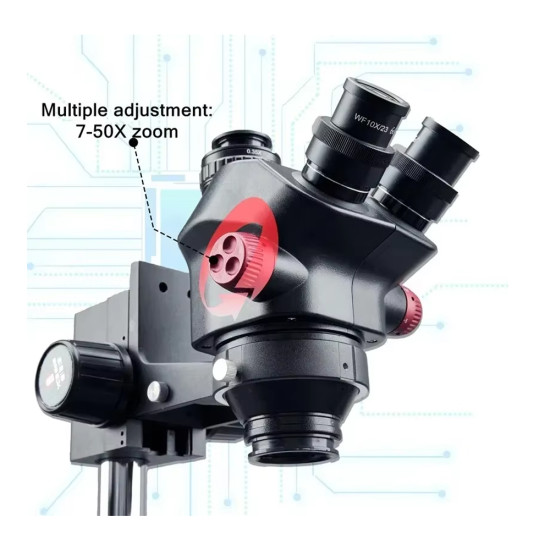 YCS 7050 (3D Continuous Zoom) 7X~50X Trinocular Stereo Microscope With 0.5X CTV Camera Zoom Lens & LED Adjustable Light YCS 7050 (3D Continuous Zoom) 7X~50X Trinocular Stereo Microscope With 0.5X CTV Camera Zoom Lens & LED Adjustable Light