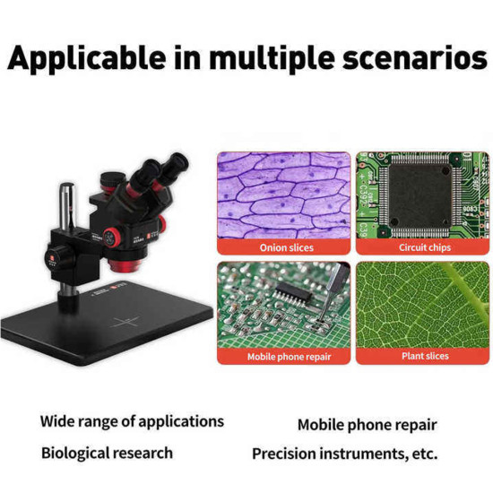 YCS 6558S (3D Continuous Zoom) 6.5X~58X Trinocular Stereo Microscope With 0.5X CTV Camera Zoom Lens & LED Adjustable Light