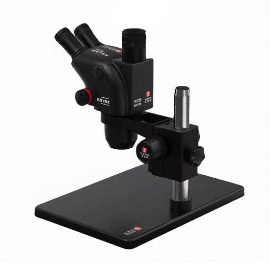YCS 6575X Trinocular Stereo Microscope With 0.5X CTV Camera Zoom Lens & LED Adjustable Light