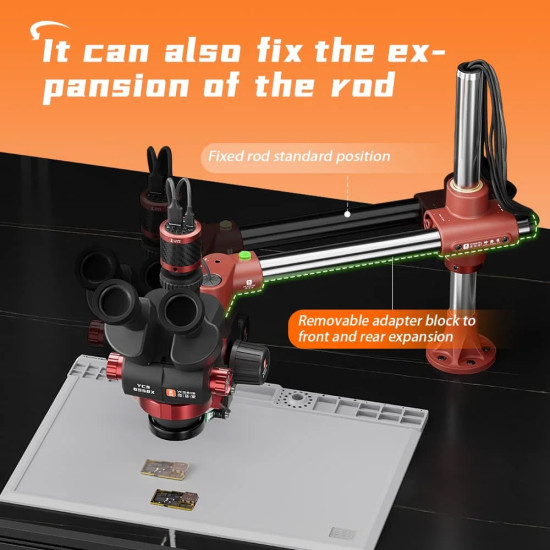 YCS Dragon Arm 360° Rotation Microscope Swing Arm Bracket with Levelling Device - Black