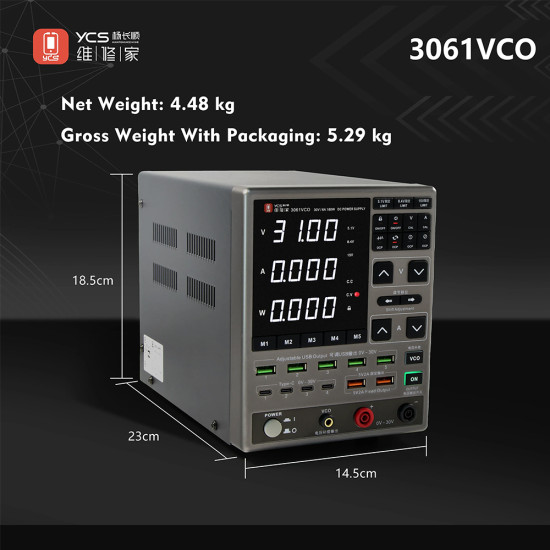 YCS 3061VCO Adjustable Digital Display DC Power Supply (30V / 6A)