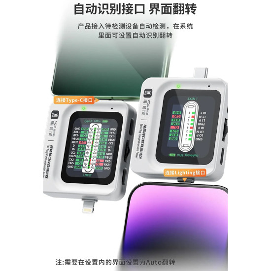 YCS TNS360 Type-C & Lighting Tail Plug Comprehensive Detectortning 