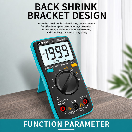 ZOYI ZT-98 Handheld 1999 Counts Smart Digital Multimeter