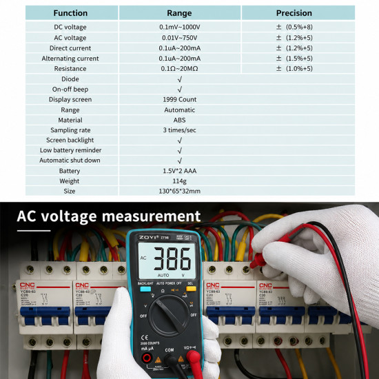 ZOYI ZT-98 Handheld 1999 Counts Smart Digital Multimeter