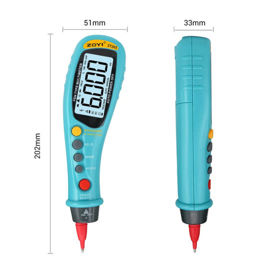 ZOYI ZT-203 Pen-Type True RMS Auto-Range Digital Multimeter